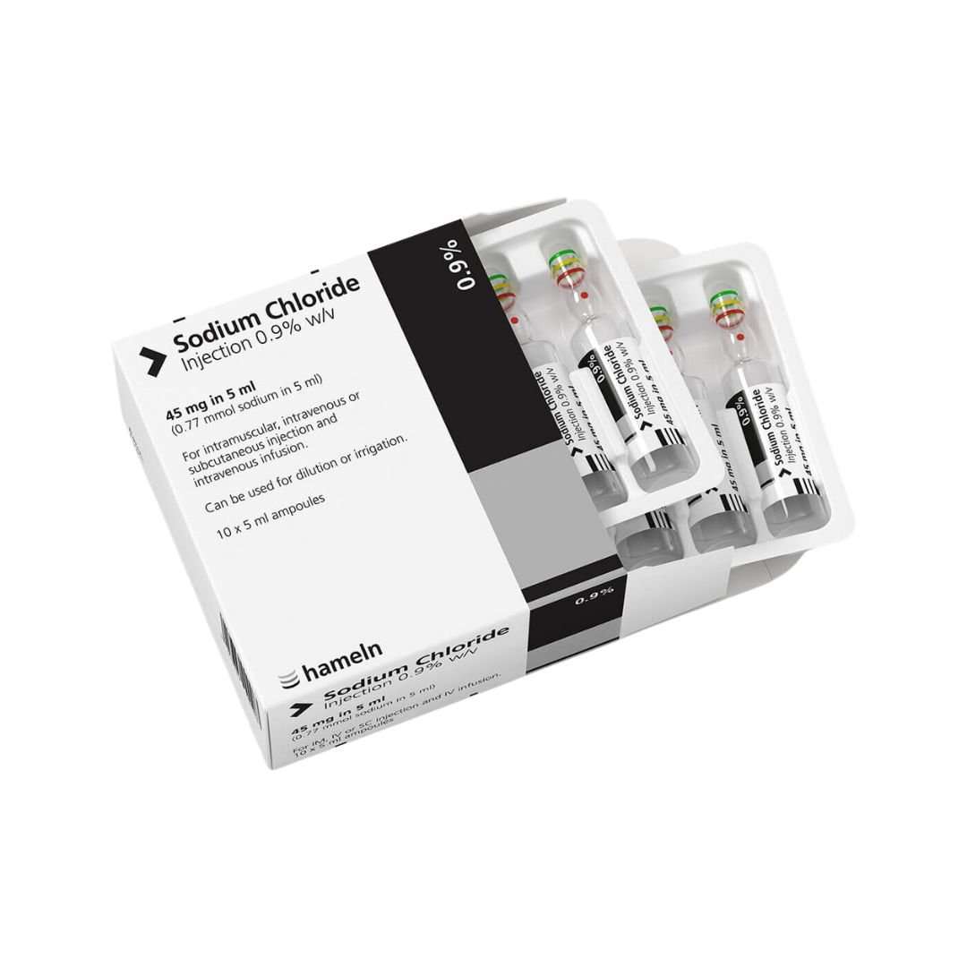 Sodium Chloride 0.9% 5mL (Pack of 10) – Sterile Saline Ampoules | Wholesale Supply from haloiv