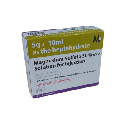 Magnesium Sulfate 5g Injection supplied by haloiv for professional and clinical use. A prescription-only injectable electrolyte and anticonvulsant used to treat severe magnesium deficiency, pre-eclampsia, and eclampsia under medical supervision. Suitable for hospitals, maternity units, and healthcare professionals. Available in bulk and wholesale quantities for clinical use.